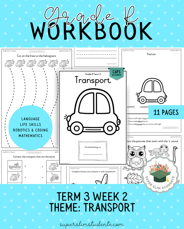 Gr. R Term 3 Workbook: Transport [Choose Language] – Super Slim Studente