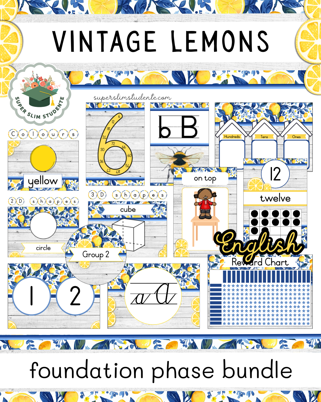 Vintage Lemons Theme / Foundation Phase Bundle [Choose Language]