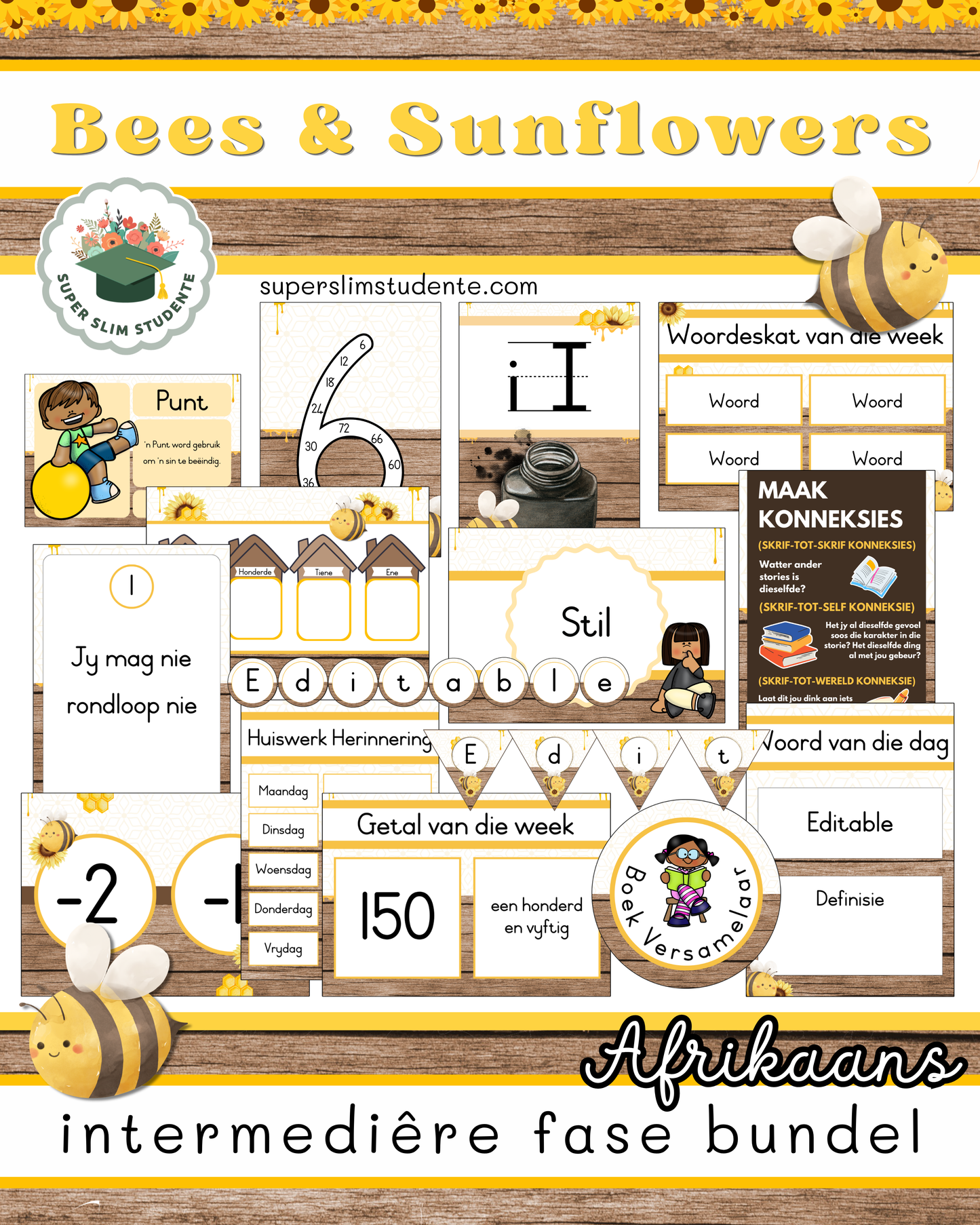 Bees and Sunflowers Theme / Intermediate Phase Bundle [Choose Language]