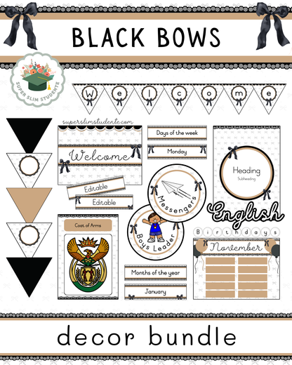 Black Bows Theme / Decor Bundle [Choose Language]