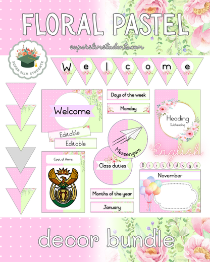 Floral Pastel Theme / Decor Bundle [Choose Language]