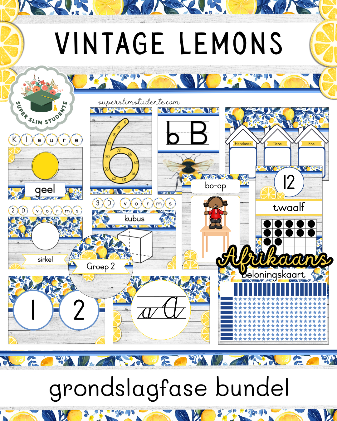 Vintage Lemons Theme / Foundation Phase Bundle [Choose Language]