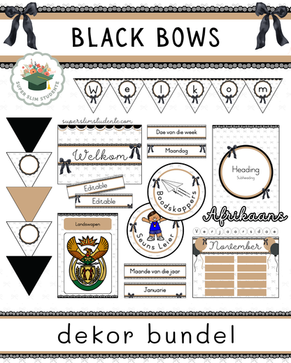 Black Bows Theme / Decor Bundle [Choose Language]