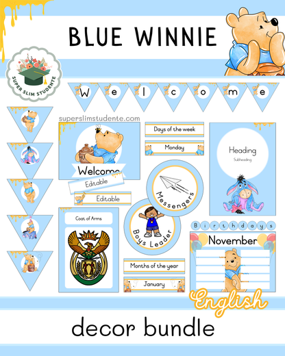 Blue Winnie Theme / Decor Bundle [Choose Language]