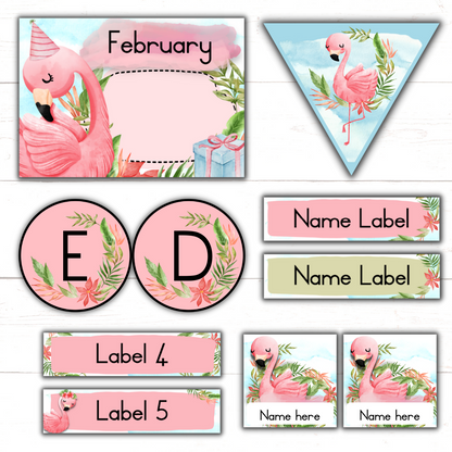 Flamingo Classroom Theme (Editable Version)