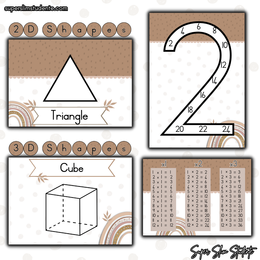 Boho Rainbow Classroom Theme (Mathematics Version)