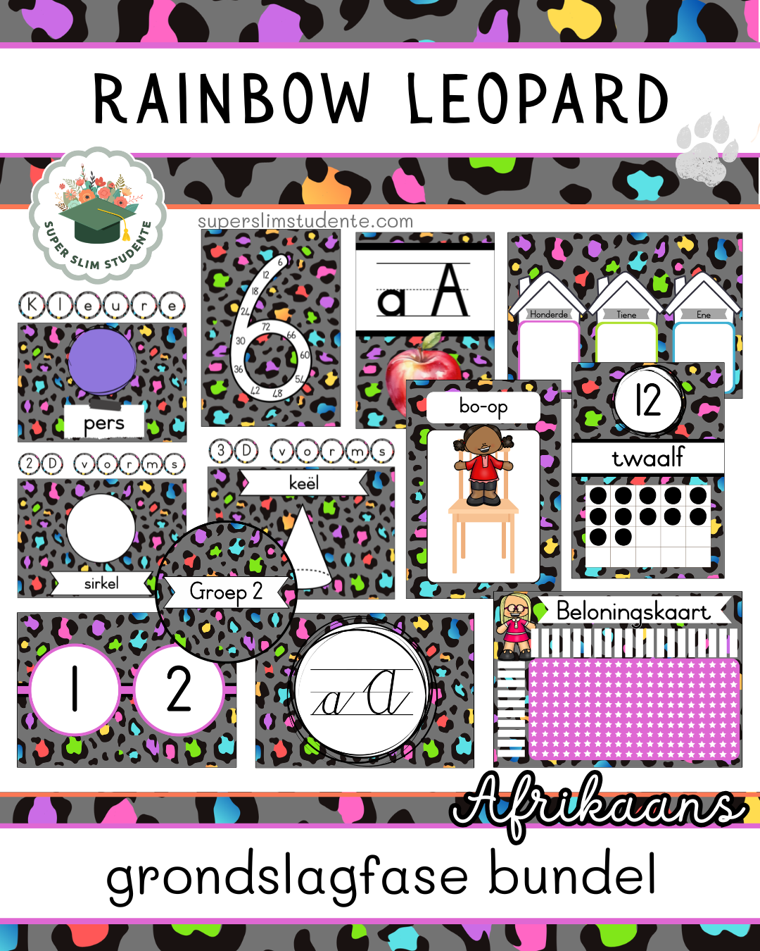 Rainbow Leopard Theme / Foundation Phase Bundle  [Choose Language]