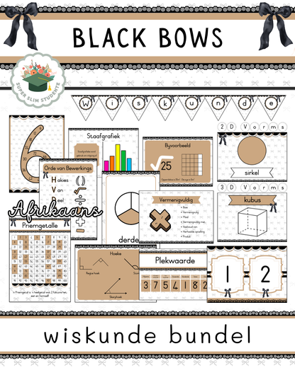 Black Bows Theme / Mathematics Bundle [Choose Language]