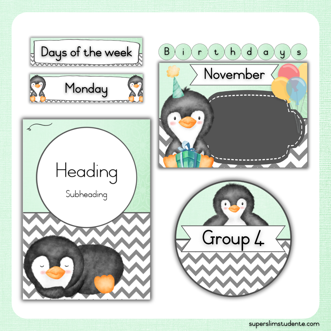 Mint Penguin Classroom Theme (Foundation Phase)