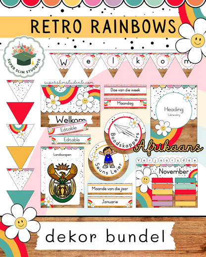 Retro Rainbows Theme / Decor Bundle [Choose Language]