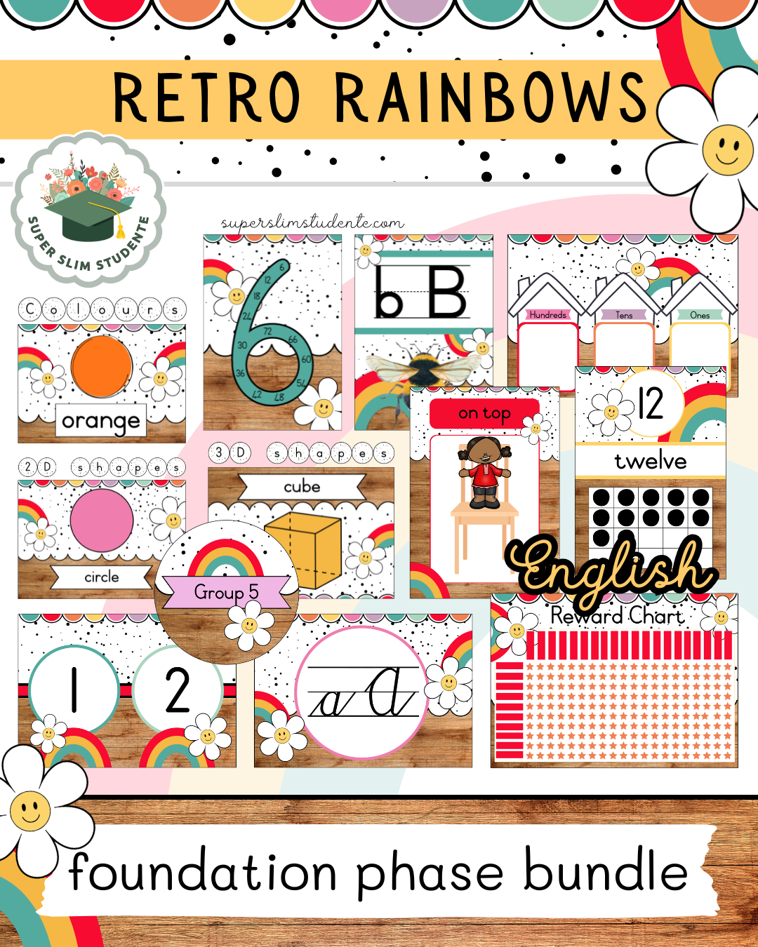 Retro Rainbows Theme / Foundation Phase Bundle [Choose Language]