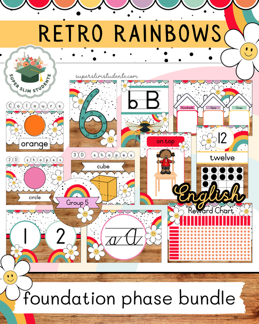 Retro Rainbows Theme / Foundation Phase Bundle [Choose Language]