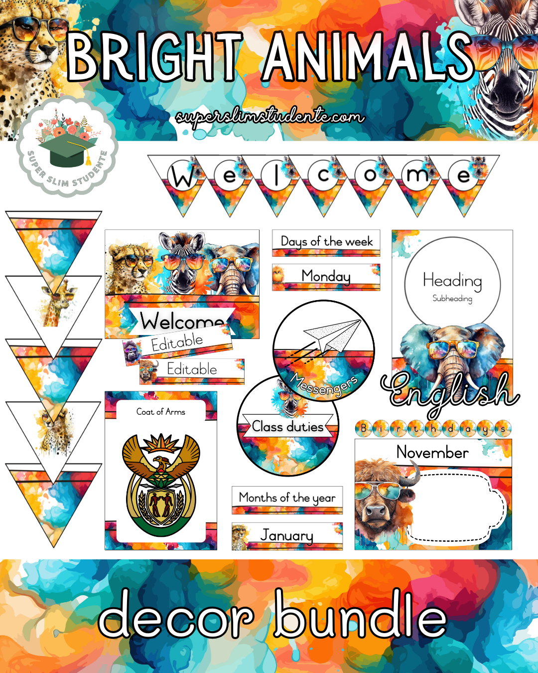 Bright Animals Theme / Decor Bundle