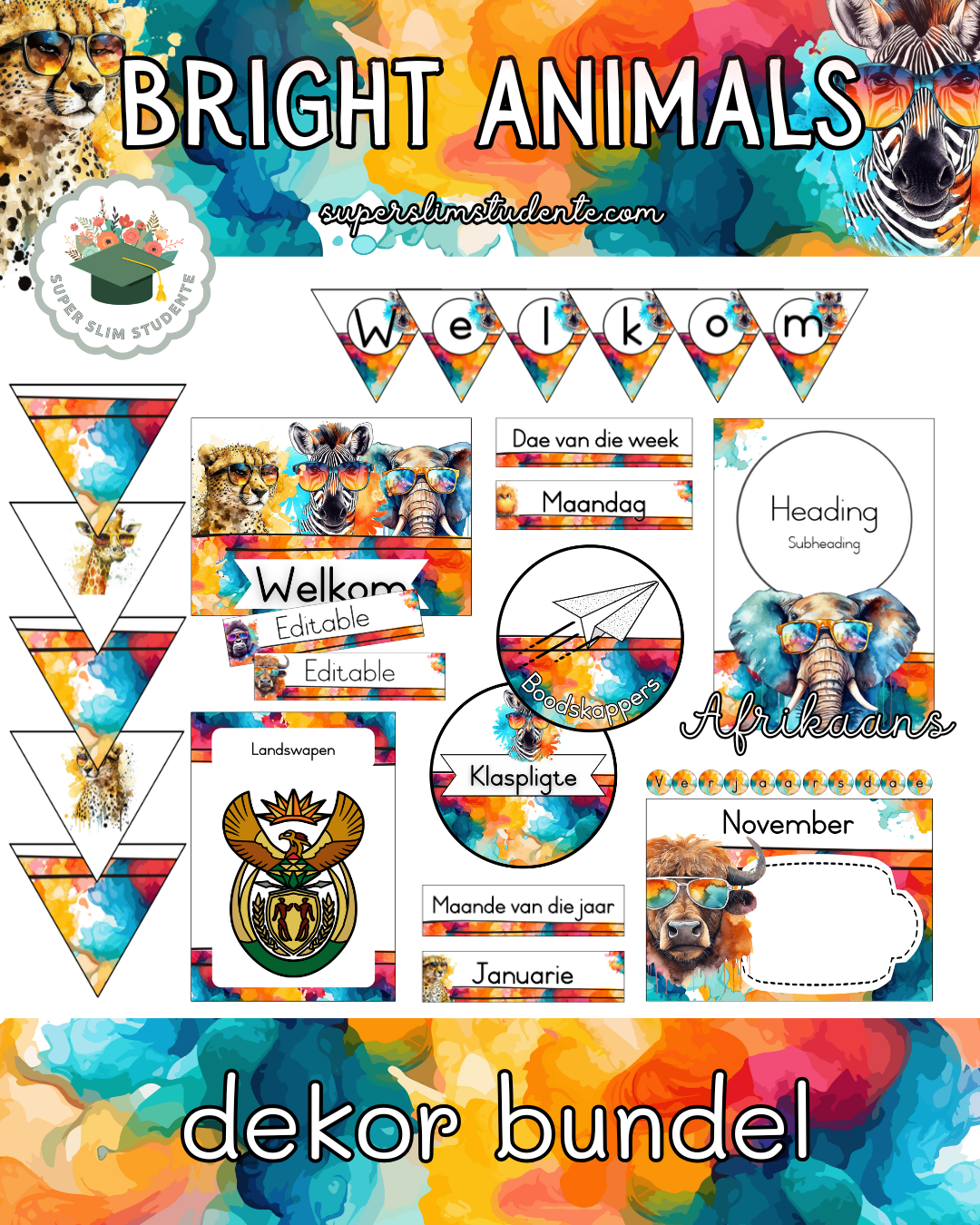 Bright Animals Theme / Decor Bundle