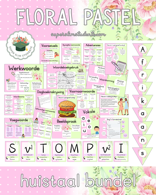 Floral Pastel Theme / Afrikaans Huistaal Bundel