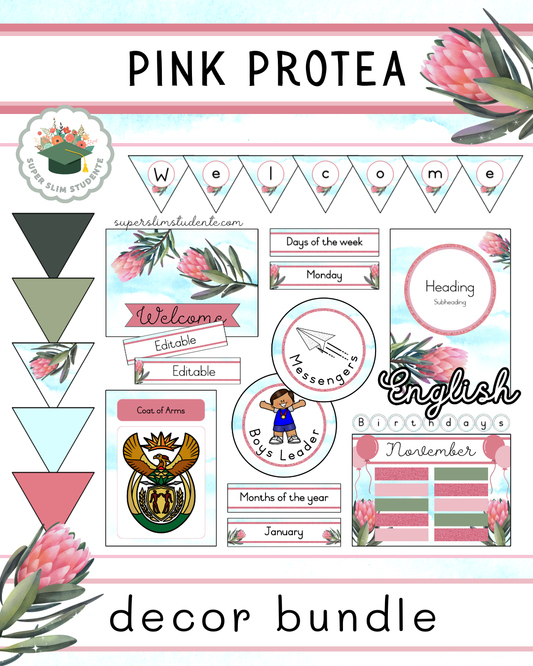 Pink Protea Theme / Decor Bundle [Choose Language]