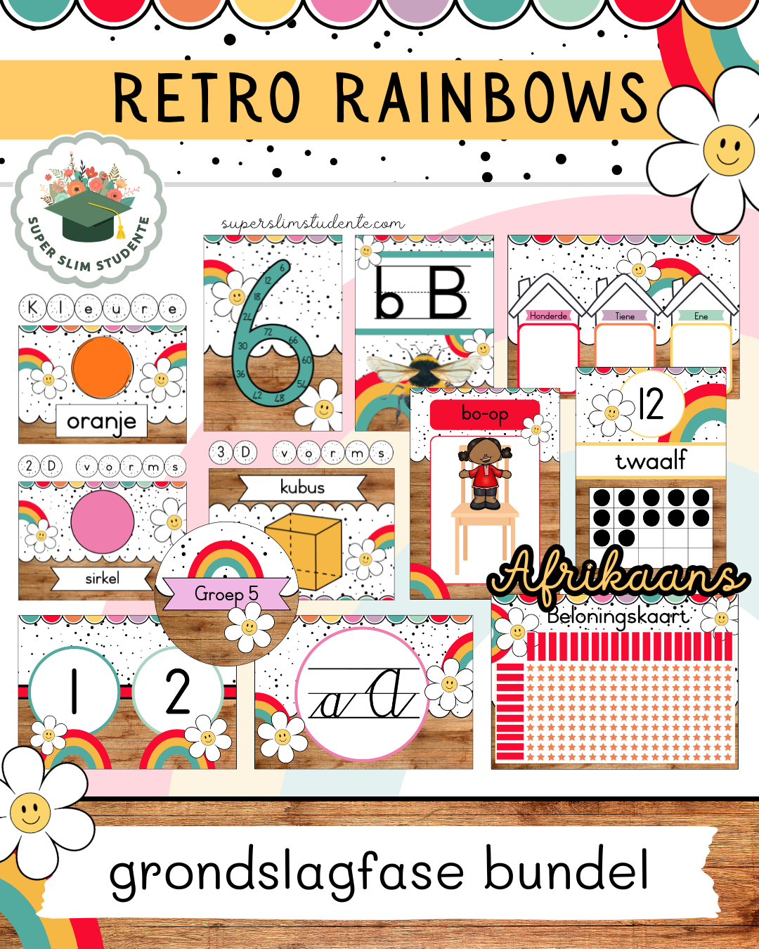 Retro Rainbows Theme / Foundation Phase Bundle [Choose Language]