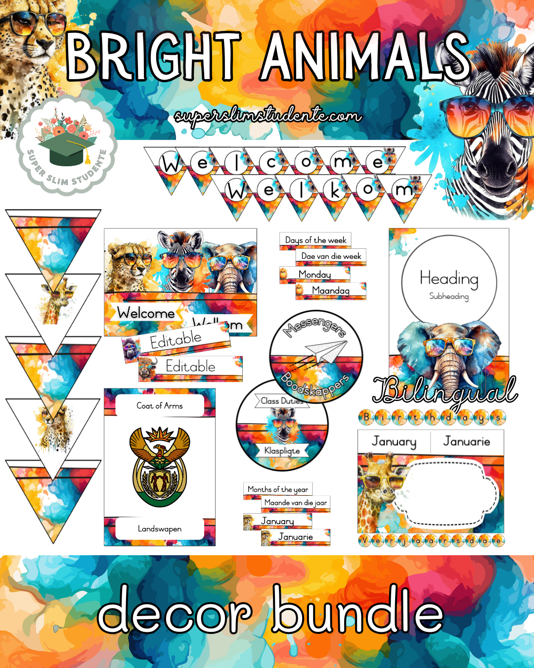 Bright Animals Theme / Decor Bundle