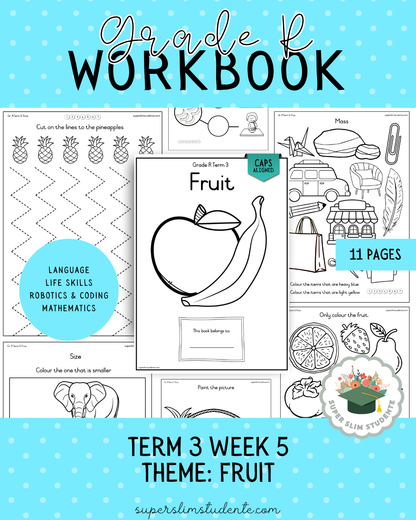 Gr. R Term 3 Workbook: Fruit [Choose Language]