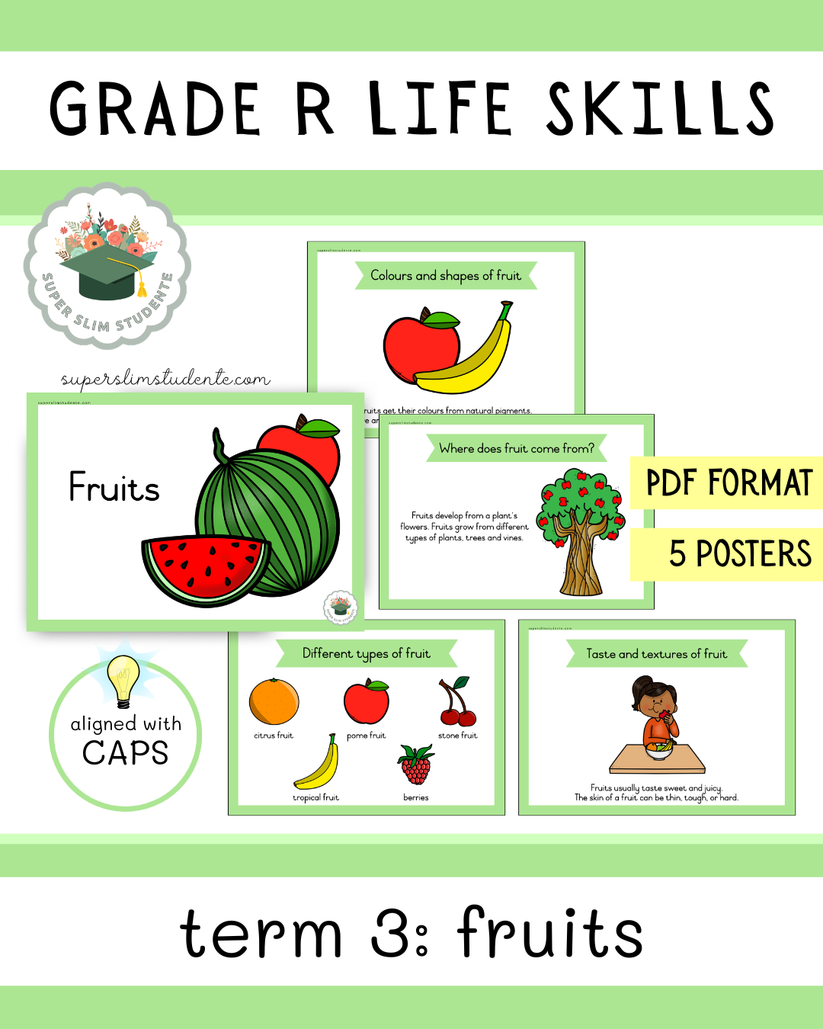 Grade R Term 3: Fruit [Choose Language] – Super Slim Studente