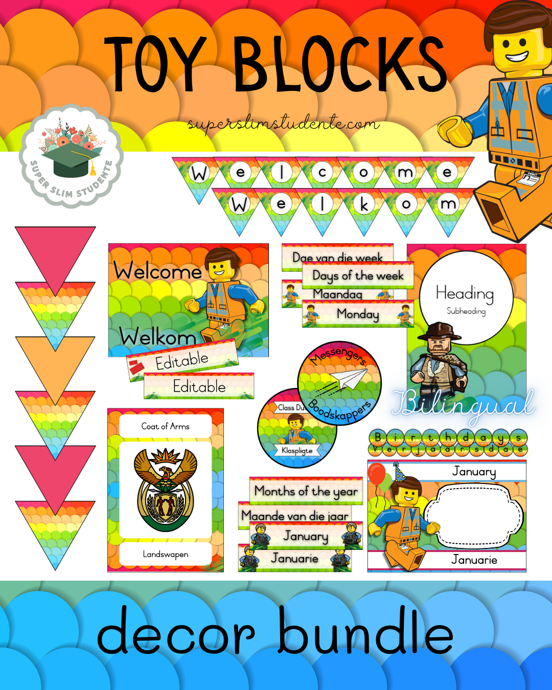 Toy Blocks Theme / Decor Bundle [Choose Language]