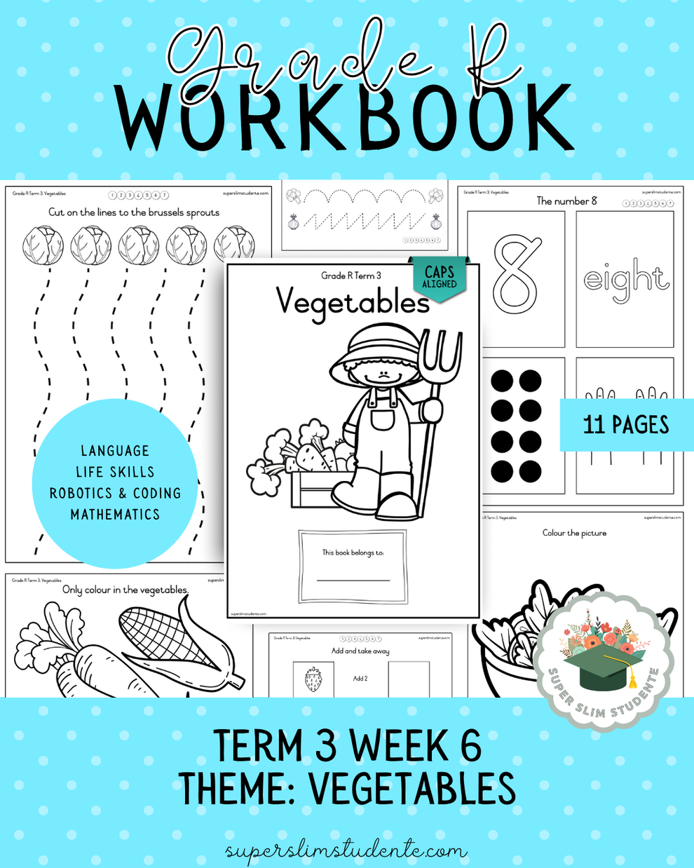 Gr. R Term 3 Workbook: Vegetables [Choose Language] – Super Slim Studente