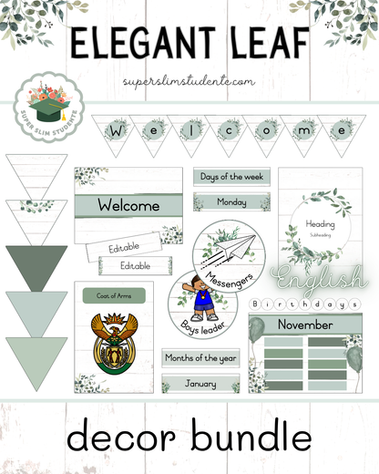 Elegant Leaf Theme / Decor Bundle [Choose Language]