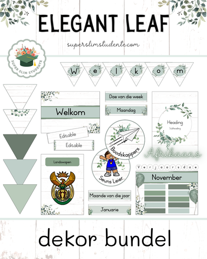 Elegant Leaf Theme / Decor Bundle [Choose Language]