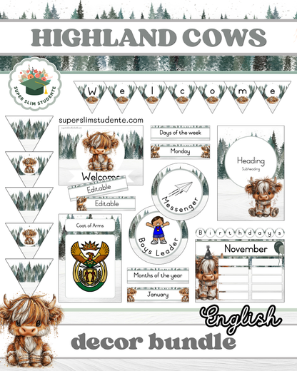 Highland Cows Theme / Decor Bundle [Choose Language]