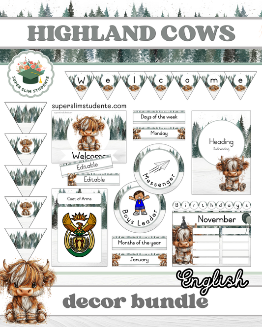 Highland Cows Theme / Decor Bundle [Choose Language]