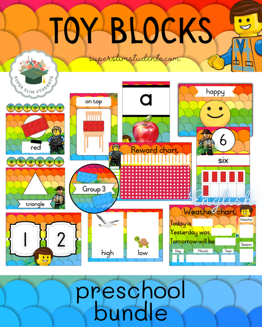 Toy Blocks Theme / Preschool Bundle [Choose Language]
