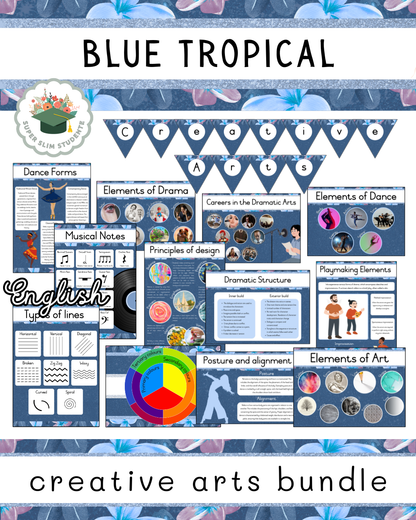 Blue Tropical Theme / Creative Arts Bundle [Choose Language]