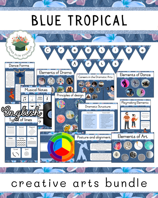 Blue Tropical Theme / Creative Arts Bundle [Choose Language]
