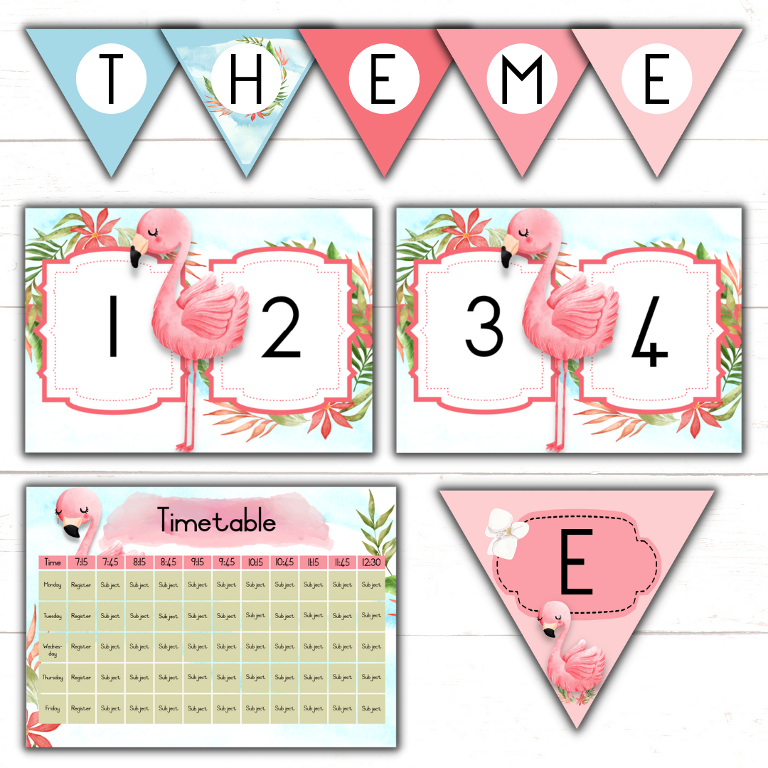 Flamingo Classroom Theme (Editable Version)