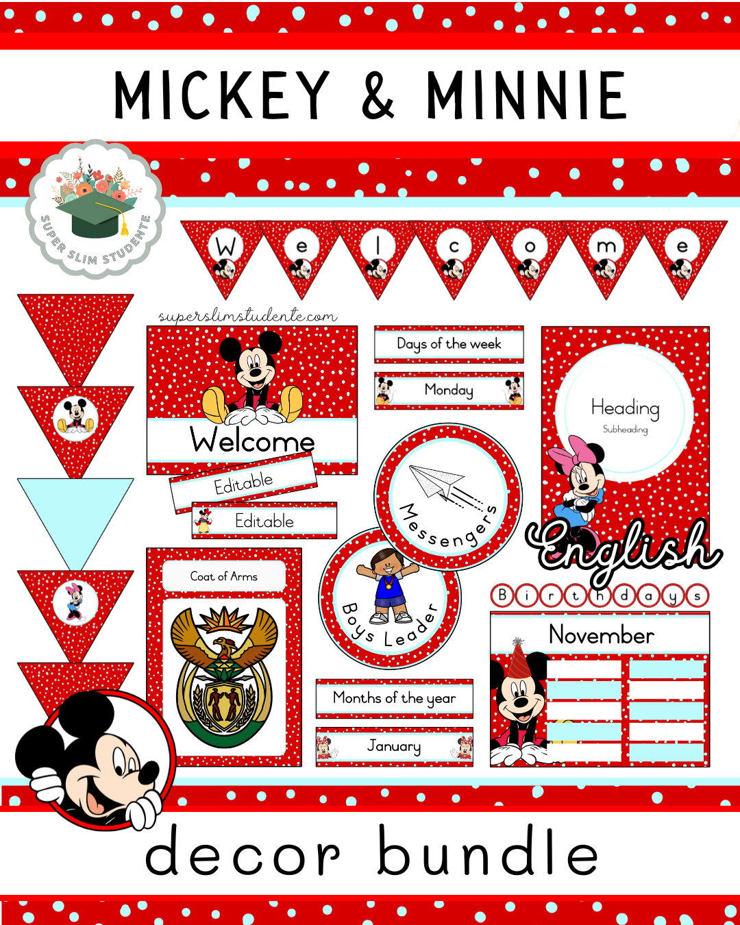 Mickey & Minnie Theme / Decor Bundle [Choose Language]