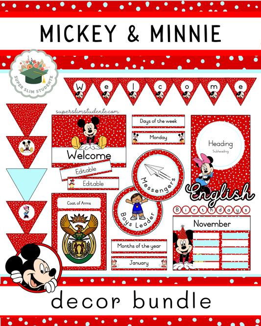 Mickey & Minnie Theme / Decor Bundle [Choose Language]