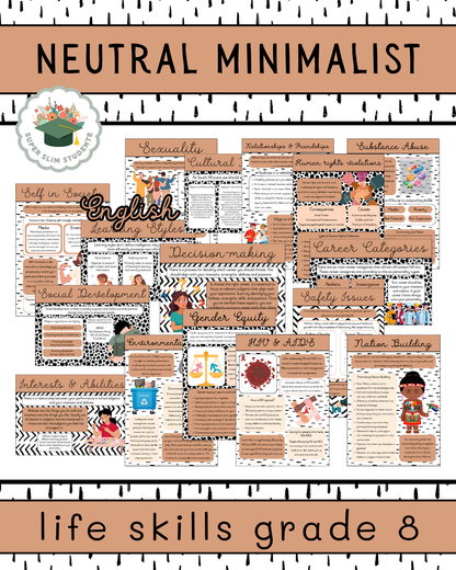 Neutral Minimalist Theme / LS Grade 8 Bundle [Choose Language]