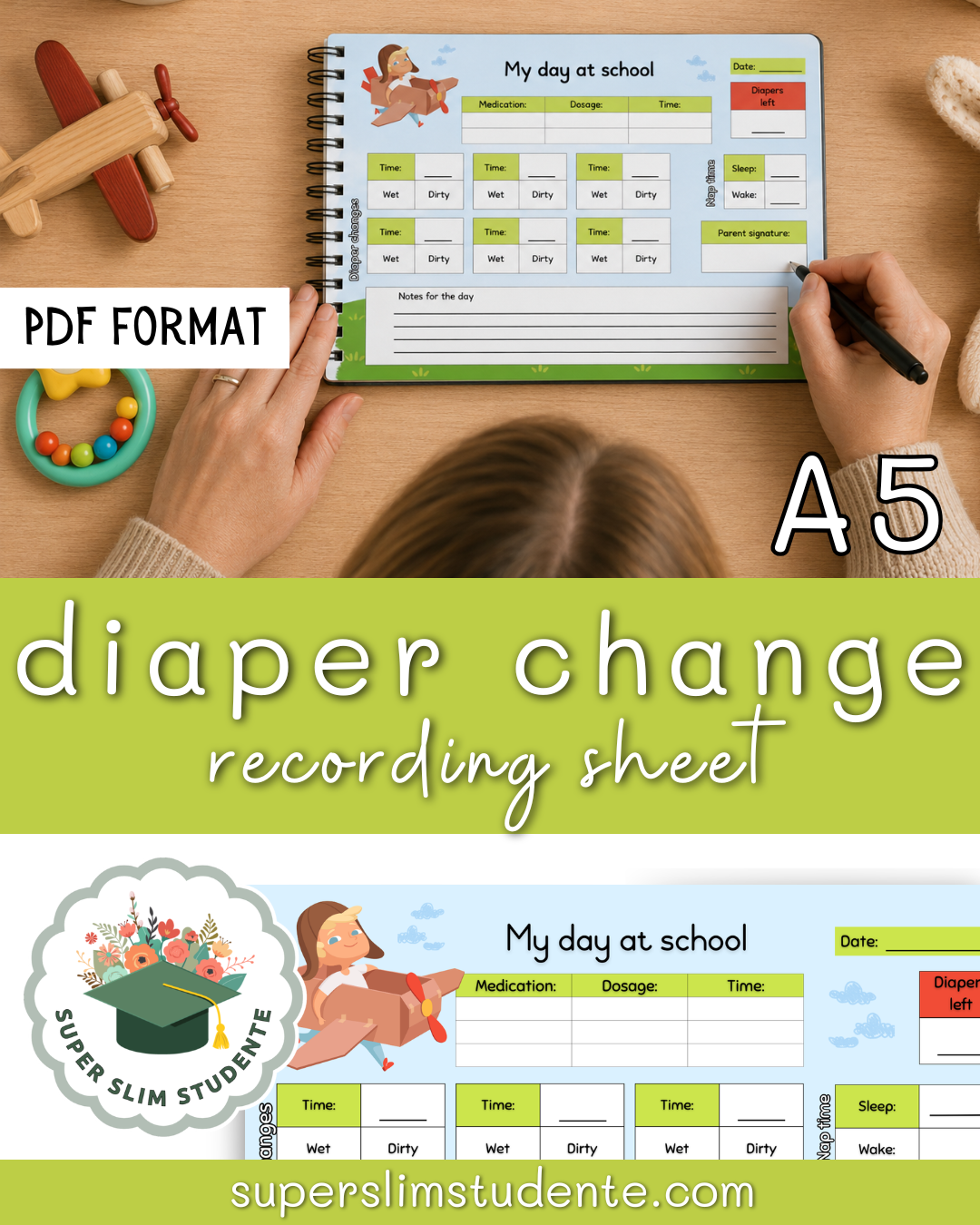 Diaper Changing Record Sheet (Choose Language)