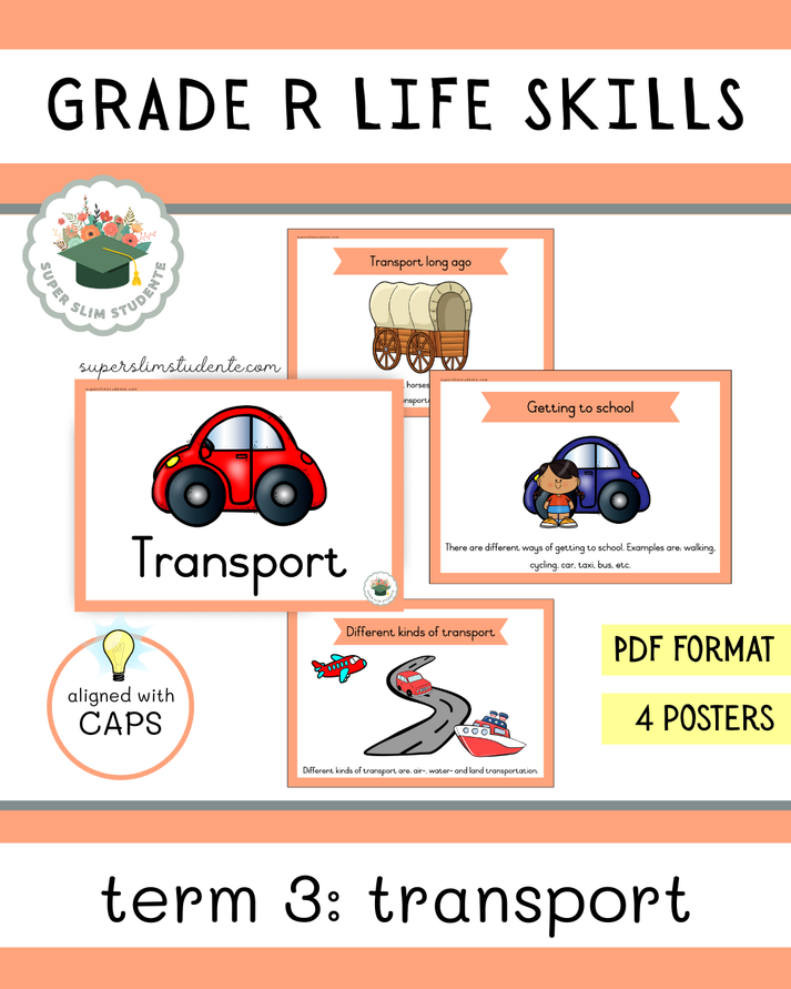 Grade R Term 3: Transport [Choose Language] – Super Slim Studente