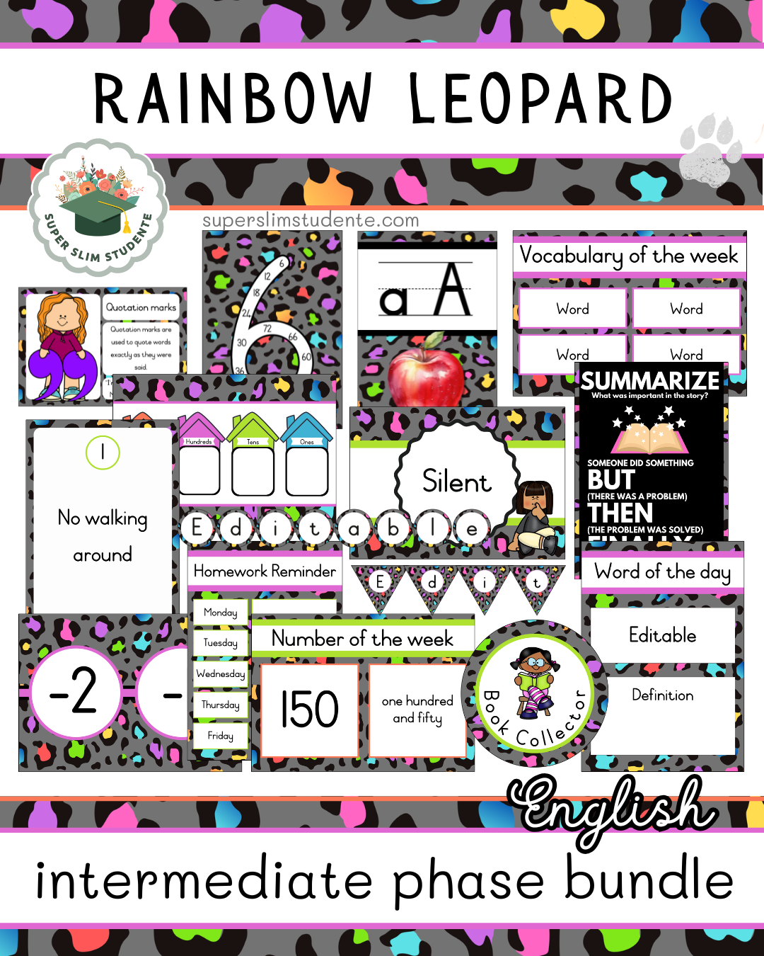 Rainbow Leopard Theme / Intermediate Phase Bundle [Choose Language]