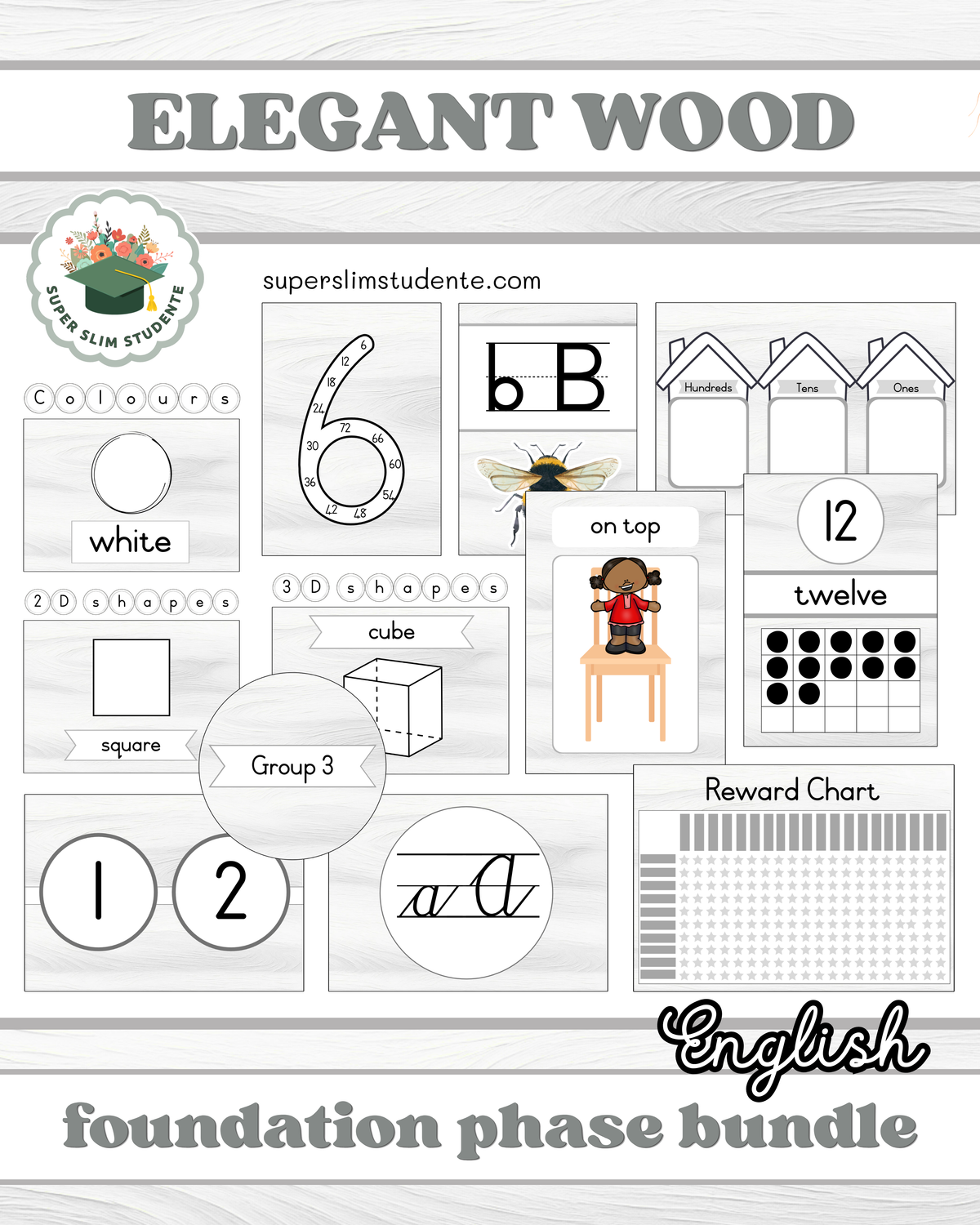 Elegant Wood Theme / Foundation Phase Bundle [Choose Language]