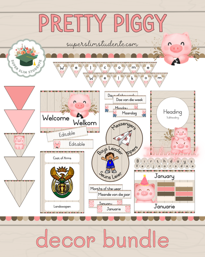 Pretty Piggy Theme / Decor Bundle [Choose Language]