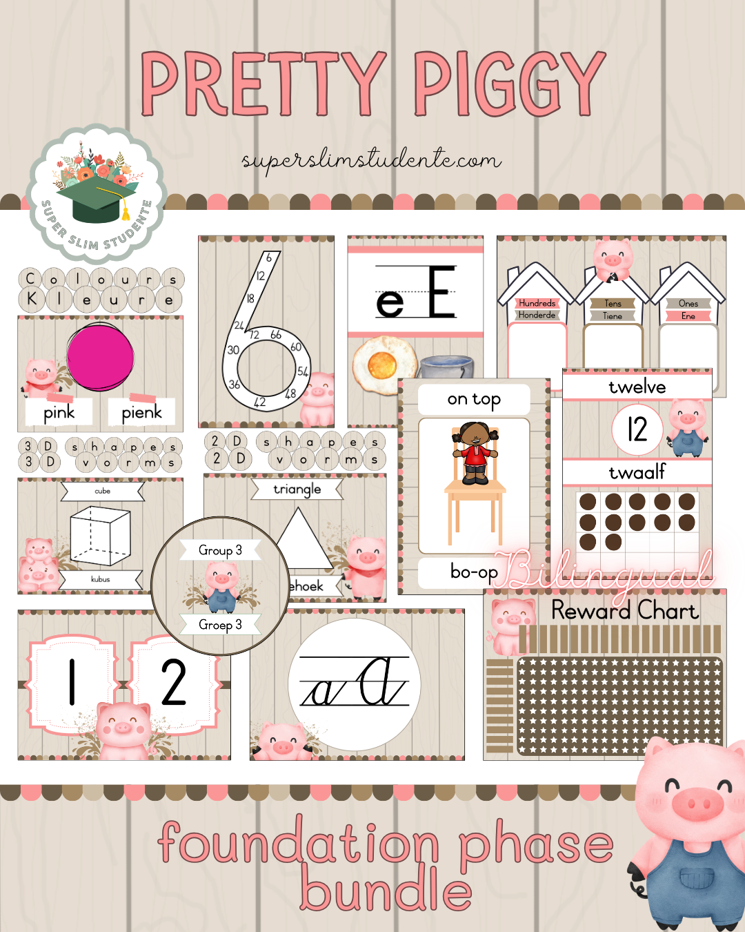 Pretty Piggy Theme / Foundation Phase Bundle [Choose Language]