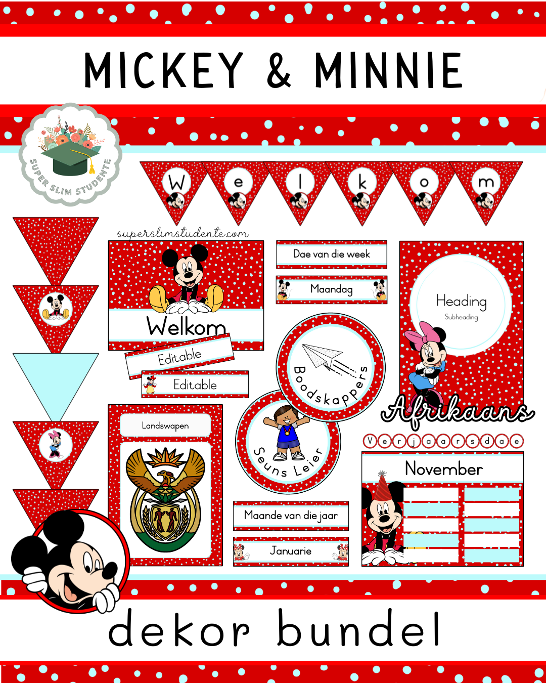 Mickey & Minnie Theme / Decor Bundle [Choose Language]
