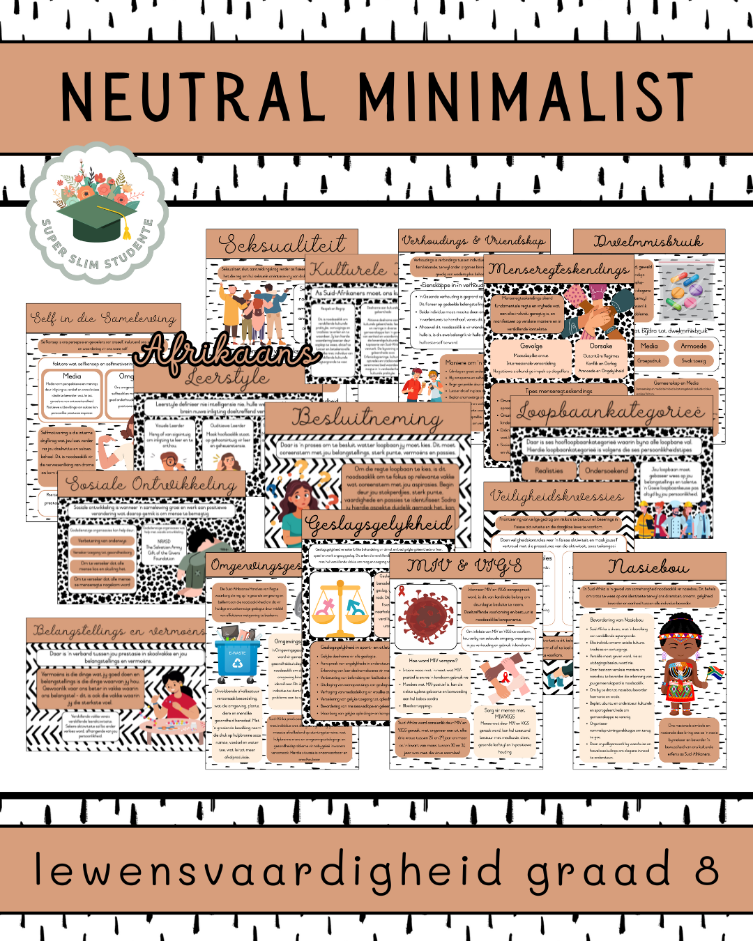 Neutral Minimalist Theme / LS Grade 8 Bundle [Choose Language]