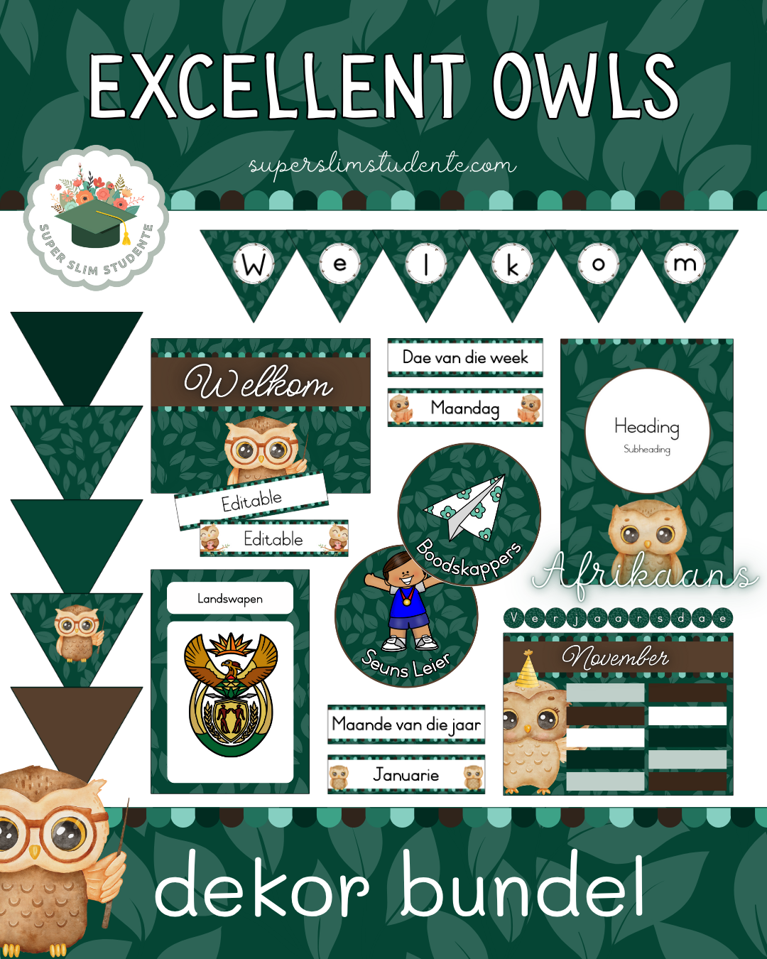 Excellent Owls Theme / Decor Bundle [Choose Language]