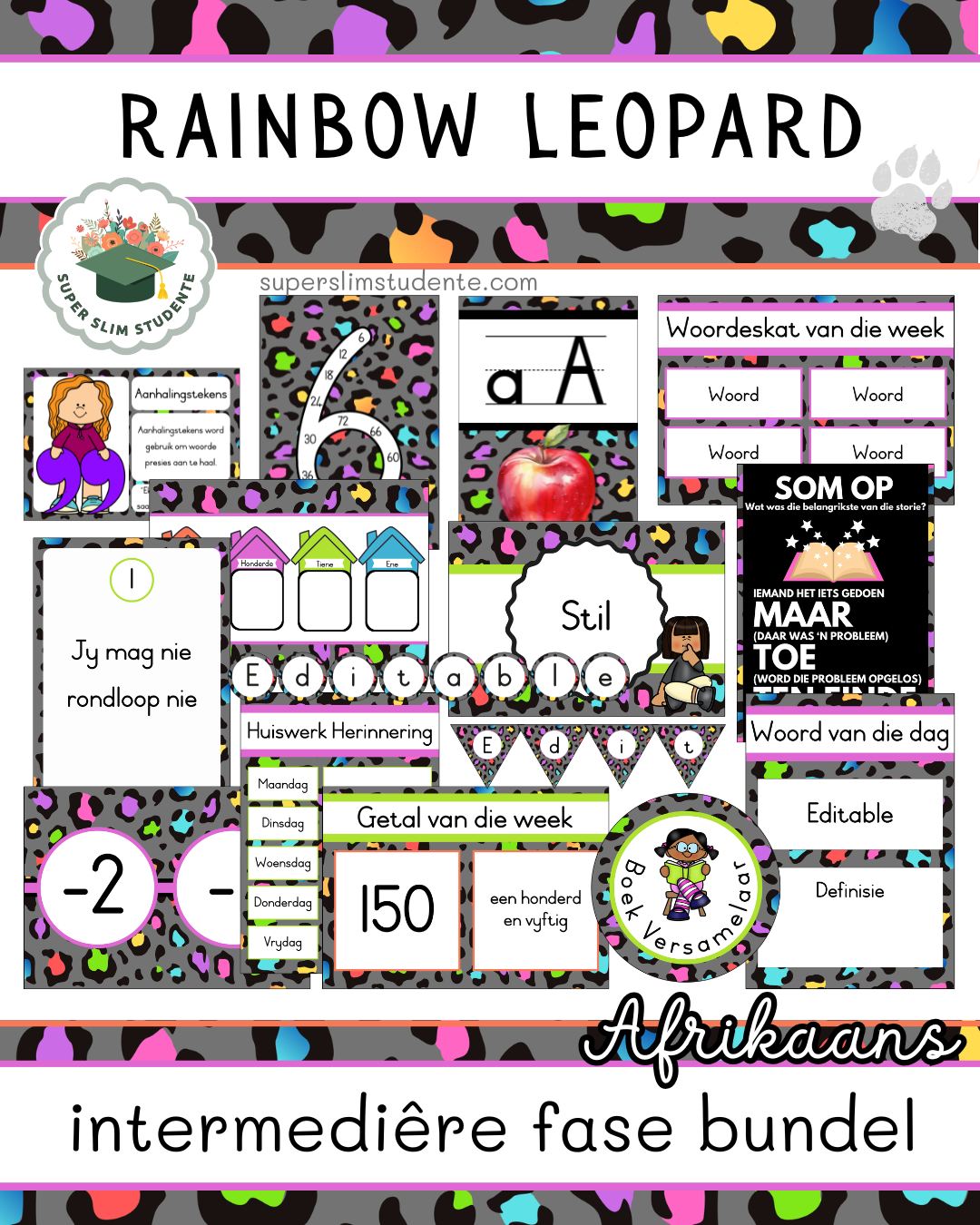 Rainbow Leopard Theme / Intermediate Phase Bundle [Choose Language]