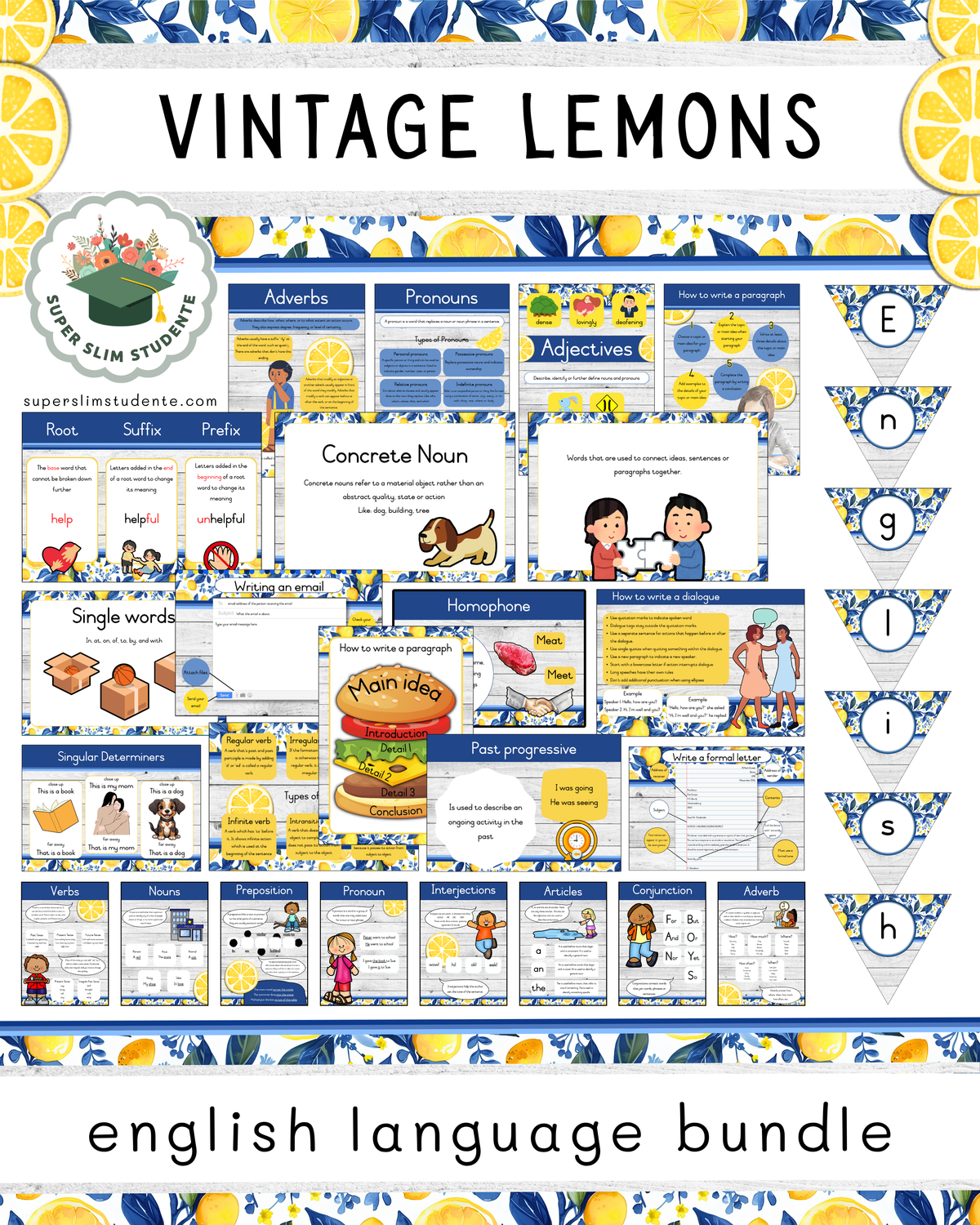 Vintage Lemons Theme / English Language Bundle