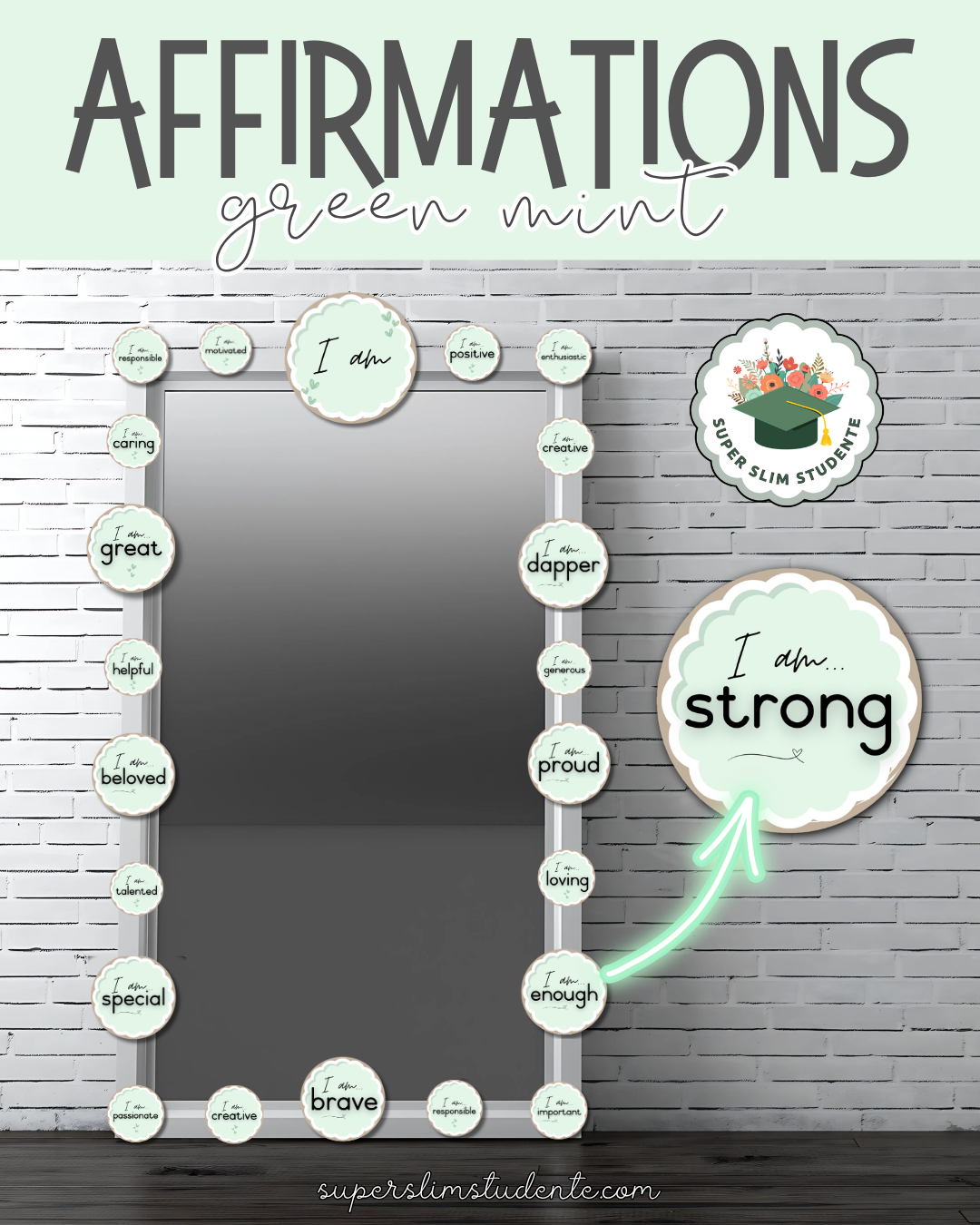 Affirmations: Green Mint Theme [Choose Language]