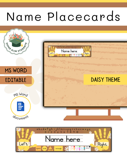 Editable Name Placecards / Daisies Theme [Choose Language]